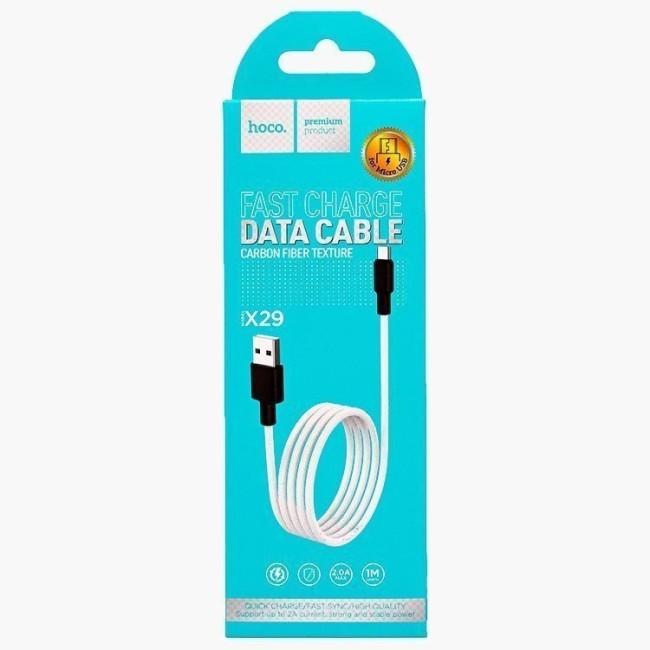 Usb Кабель-зарядка Micro Hoco X29 Superior 2A 1м силиконовый белый