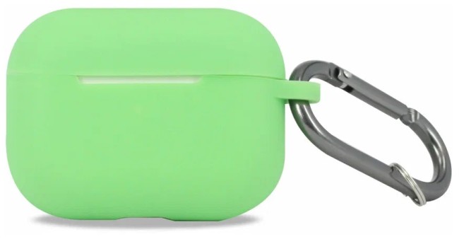 Силиконовый чехол для AirPods Pro 2 c карабином зелёный