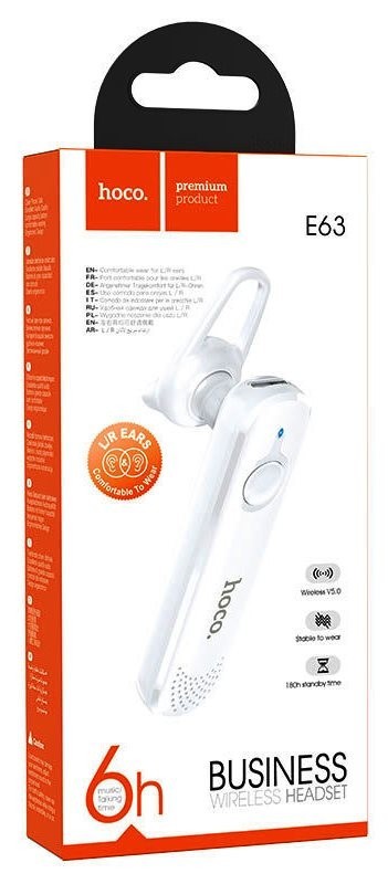 Bluetooth-гарнитура Hoco E63 BT5.0/70mAh/6ч белая