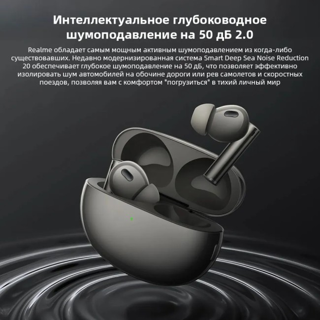Беспроводные наушники Realme Buds RMA2401 Air Pro 6, беспроводные, ANC, влагозащита, чёрные
