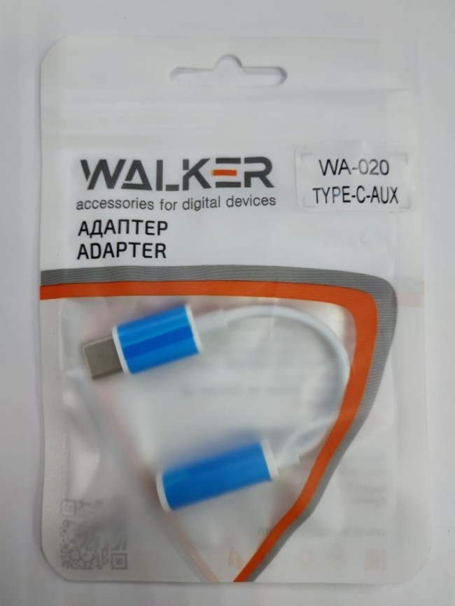 Кабель-переходник Walker WA-020 Type-C (папа) на AUX 3.5мм (мама) бело-голубой