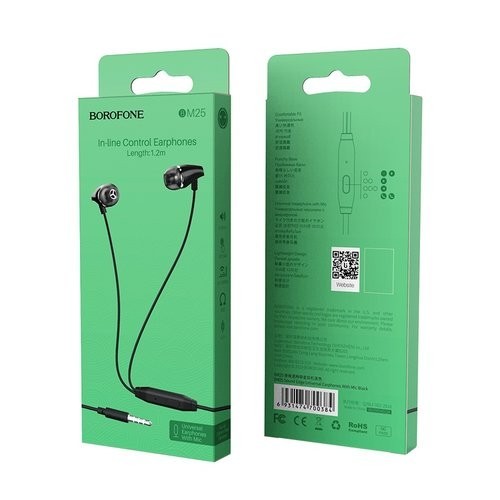 Наушники с микрофоном Borofone BM25 Sound Edge 1.2м черные