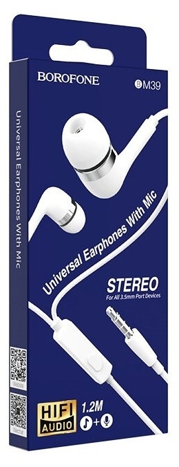 Наушники с микрофоном Borofone BM39 Refined chant 1.2м белые