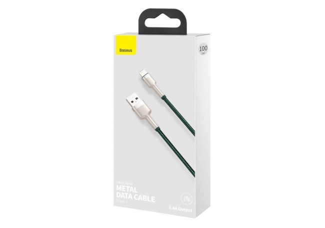 Usb Кабель-зарядка Lightning Baseus Cafule Metal 2.4A 1м (CALJK-A06) зеленый