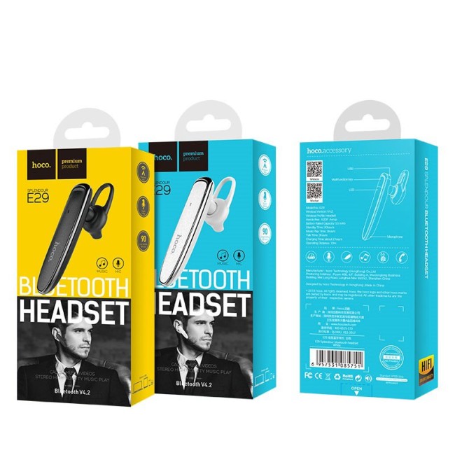 Bluetooth-гарнитура Hoco E29 BT4.2/50mAh/4ч черная