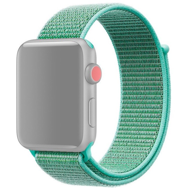Сменный браслет металлический для Apple Watch 42-44mm ткань липучка бирюзовый