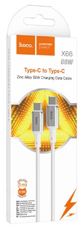 Usb Кабель-зарядка Type-C на Type-C Hoco X66 1м 60W белый