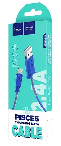 Usb Кабель-зарядка Lightning Hoco X24 Pisces 2.4A 1м силиконовый голубой