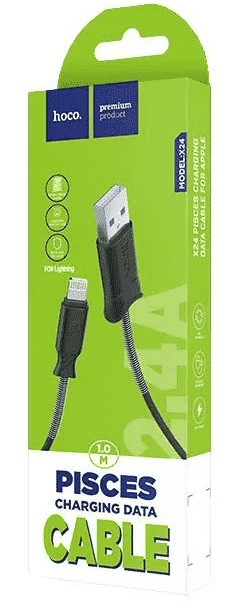 Usb Кабель-зарядка Lightning Hoco X24 Pisces 2.4A 1м силиконовый черный