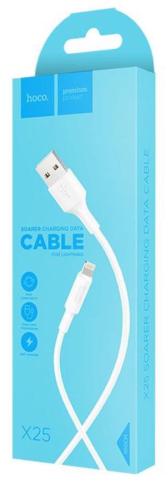 Usb Кабель-зарядка Lightning Hoco X25 Soarer 2A 1м силиконовый белый