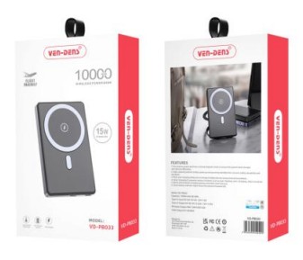 Powerbank с беспроводной зарядкой MagSafe Ven-Dens PB033 10000mAh USB-C 15W/20W черный