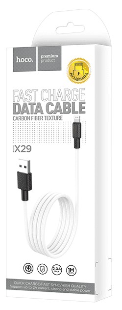 Usb Кабель-зарядка Lightning Hoco X29 Superior style 2.4A 1м в силиконовый PVC белый
