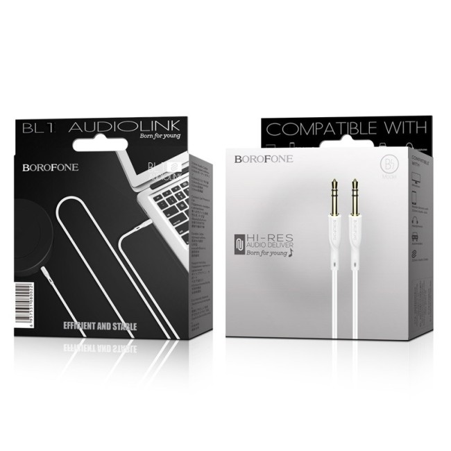 Аудиокабель AUX 3,5mm Borofone 1м BL1 белый
