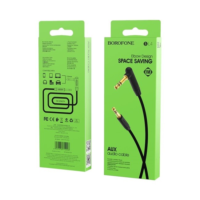 Аудиокабель AUX 3,5mm Borofone L4 1м черный