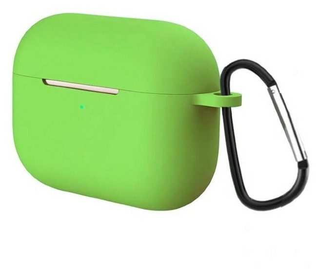 Силиконовый чехол для AirPods Pro c карабином салатовый