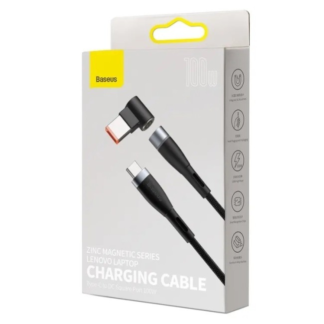 Кабель-переходник Baseus Zinc Magnetic Lenovo Laptop Type-C на DC 100W 2м CATXC-U01 угловой черный