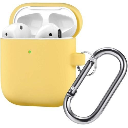 Силиконовый чехол для AirPods с карабином жёлтый
