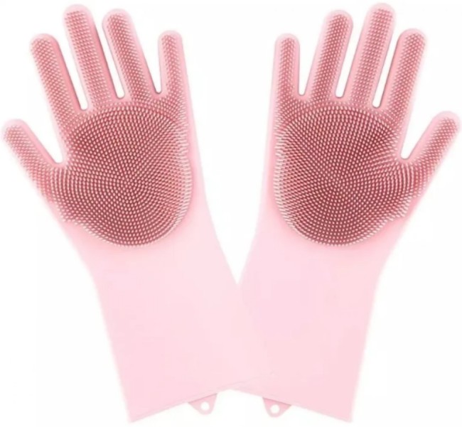 Перчатки для уборки Xiaomi Silicone Cleaning Glove розовые