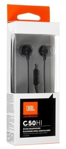 Наушники с микрофоном JBL C50HI 1.2м черные