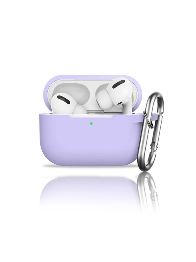 Силиконовый чехол для AirPods Pro c карабином сиреневый