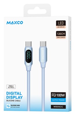 Usb Кабель-зарядка Type-C на Type-C Maxco MS05CC LED 100W 1.2м синий