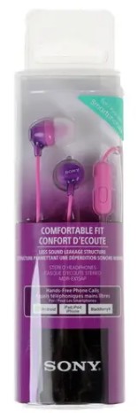 Стереонаушники Sony MDR-EX15AP с микрофоном пурпурные (High Copy)