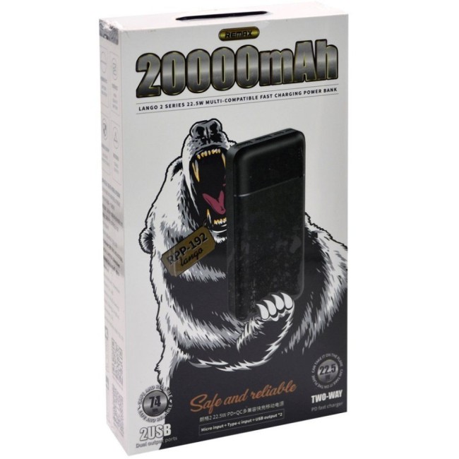 Powerbank REMAX RPP-192 20000mAh 2USB 22.5W черный