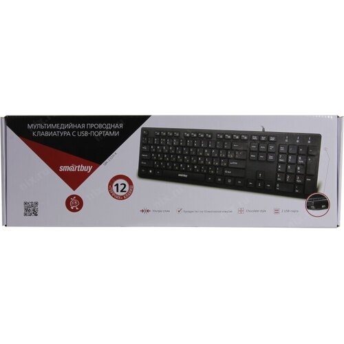 Клавиатура проводная Smartbuy 232 USB/104+12 клавиш/2USB-порта/1.5м, (SBK-232H-K) черная