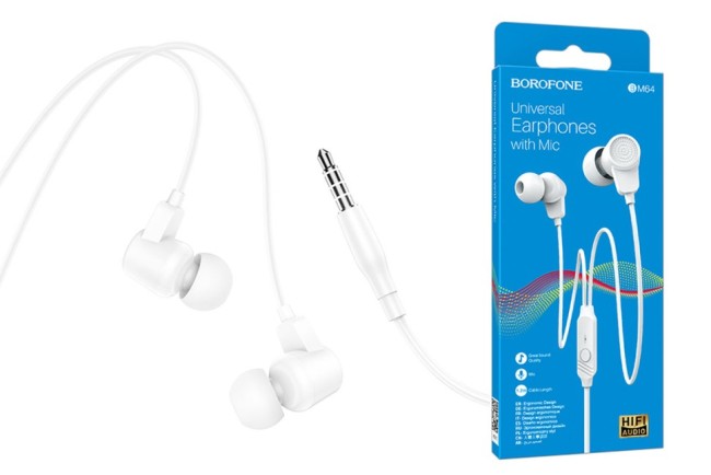 Наушники с микрофоном Borofone BM64 1.2м белые