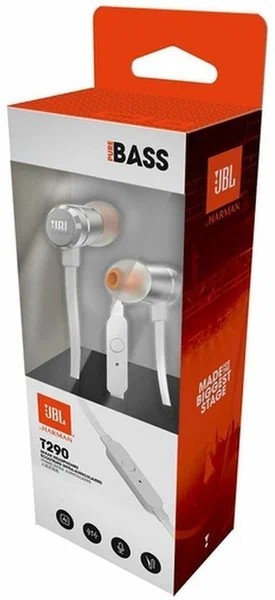 Наушники с микрофоном JBL T290 серебристые