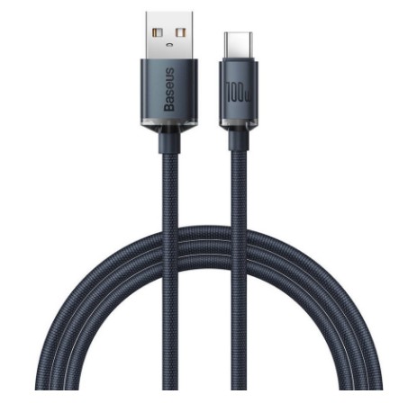 Usb Кабель-зарядка TYPE-C Baseus Crystal Shine 100W 1.2м (CAJY000401) синий