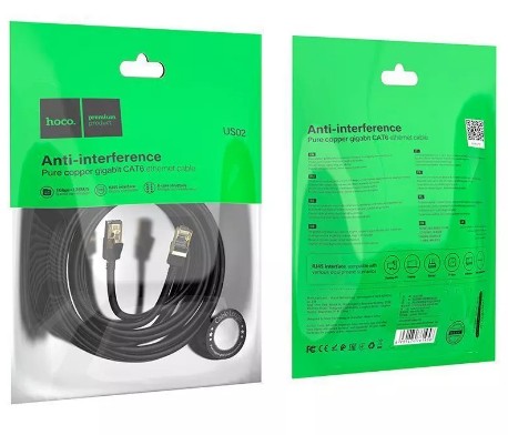 Патчкорд Hoco US02 RJ45-RJ45 5м черный