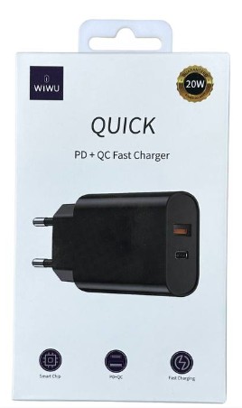 Сетевое зар. устр. WIWU 1USB/1C 20W Wi-U002 черное