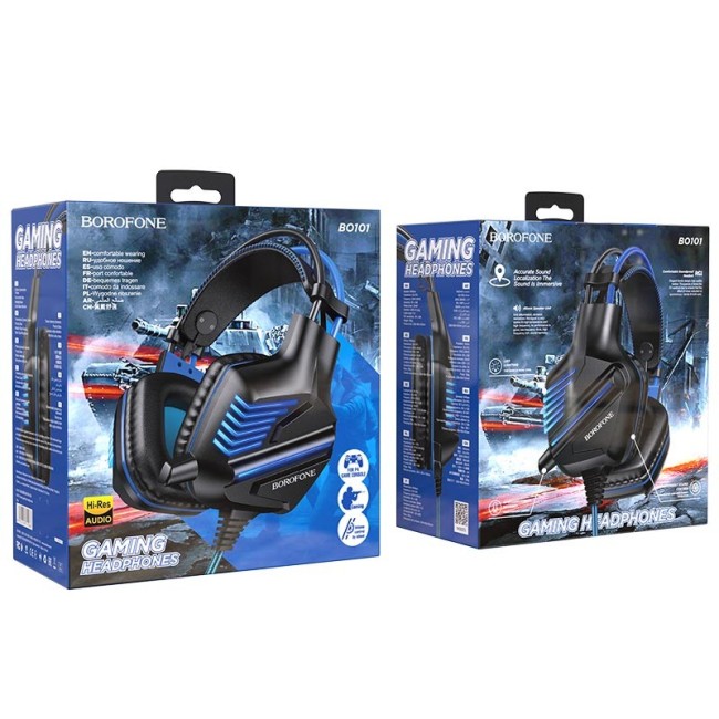 Стереонаушники Полноразмерные Borofone BO101 Racing gaming 2м синие