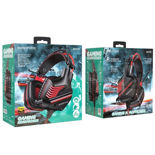 Стереонаушники Полноразмерные Borofone BO101 Racing gaming 2м красные