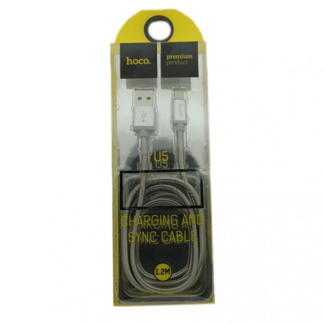 Usb Кабель-зарядка Lightning Hoco U5 металлический серебристый 1.2м